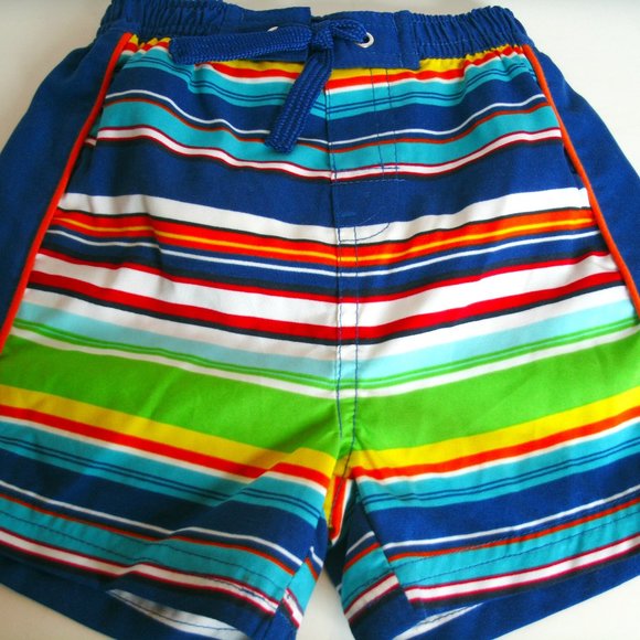 Children's Place Boys Swim Trunks Swimsuit Bathing Suit Blue Stripe 6-9 Months - Picture 1 of 6